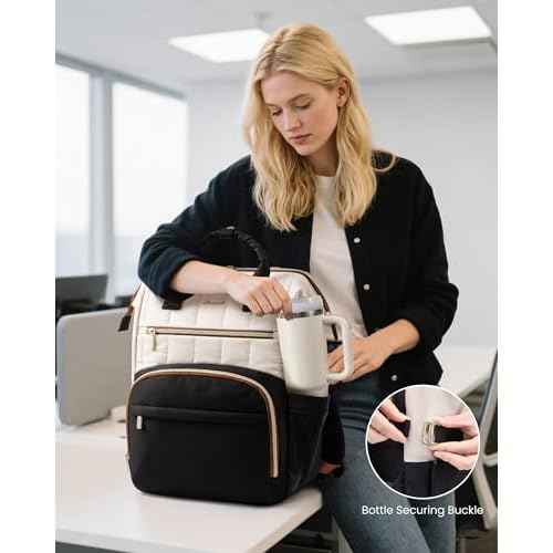 LOVEVOOK Puffer Backpack Purse for Women with 15.6 Inch Laptop Pocket, Nurse Teacher Work Bags for Gifts, Personal Item Travel Bag for College School, Cute Student Bookbag for Teen Girls Waterproof