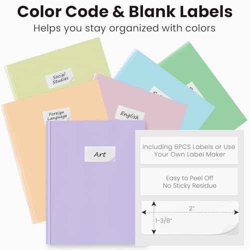 Sooez Folders with Pockets and Prong, 6 Pack, Pastels Colors, File Folders with Prongs, 2 Pocket Folders Bulk, Plastic Folder, School Folder College Supplies, Aesthetic Nursing Cute School Supplies