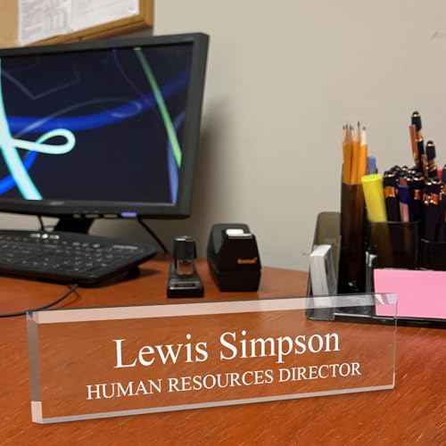 SignsByLITA Personalized Acrylic Desk Name Plate 2" x 8" - Office Desk Accessories D?cor