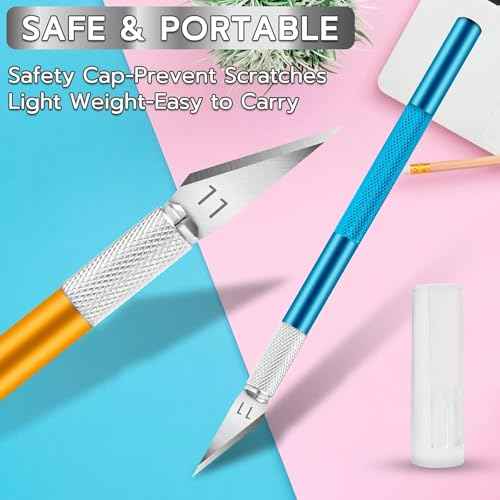 42 Pack Exacto Knife Set, Precision Craft Hobby Knife, Art Knife, Exacto Knives for Cutting, Carving, Trimming, Scrapbooking, DIY (Multicolor)