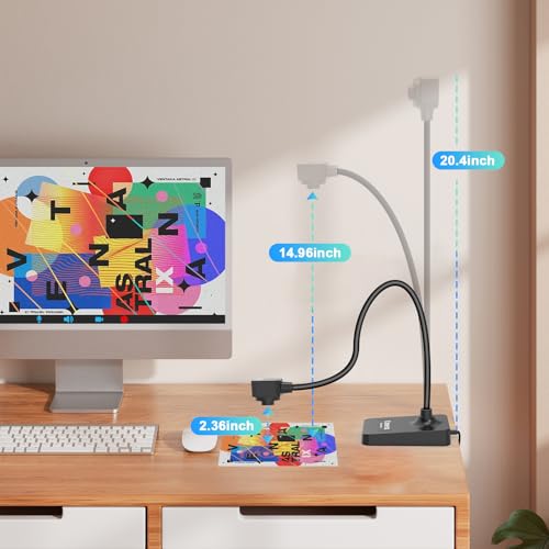 USB Document Camera for Teachers & Presenters - 1080P Webcam with Manual Focus & Mic
