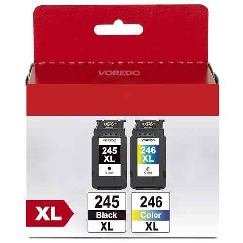 245XL 246XL Combo Pack Compatible for Canon Ink Cartridges 245 and 246 246XL 245XL Ink Cartridges for Canon Printers Pixma TR4520 TS202 TS302 TS3320 MG2522 MG2525 MX490 MX492 IP2820, 1 Black, 1 Color