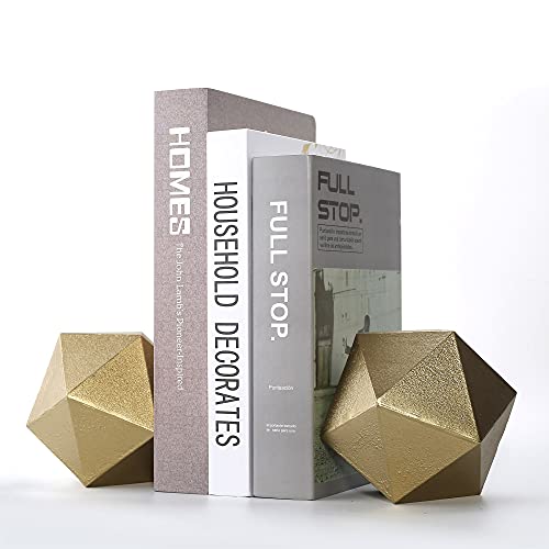 Ambipolar Gold Geometric Bookends Set - Modern Cast Iron Desk & Shelf Decor