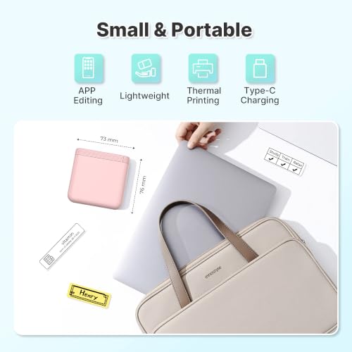 Pink FLEXYVA Mini Label Maker with 3 Tapes, Portable Bluetooth Thermal Printer