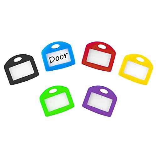 Uniclife 12 Pcs Key Covers Caps 1 Inch Key Covers Protectors with Blank Paper Labels and Clear Windows Soft Key Identifiers for Standard Regular Thin Flat House Keys (Not for Odd-Shaped), 6 Colors