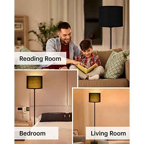 Floor Lamp Black, Standing Lamp, 58" Tall Lamps for Living Room, Simple Pole Lamp with Black Lampshade, On/Off Foot Pedal, Bright Dimming Light for Kids Room Bedroom Office Decor(Without Bulbs)
