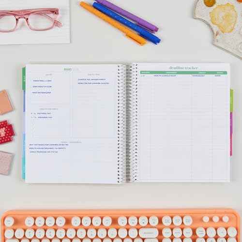 Erin Condren 12-Month Spiral Academic Planner (Aug 2025 - Jul 2026), 7¡±x9¡± School Agenda, Notebook, Deadline Tracker and Academic Calendar, Cosmic Collage Covers, Journey Theme, Platinum Coil
