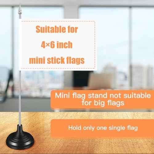 Kigley 100 Pcs Mini Flag Stand Black Small Flag Base Table Flag Stand Base Mini Flag Holder for 4 x 6 Inch Stick Flags Decoration Party Office Desk Centerpiece Sports Team Company Country