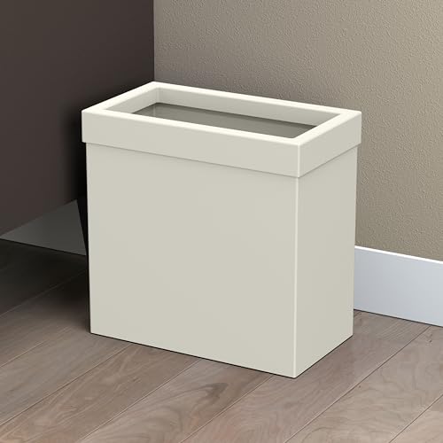 Gatco Modern Rectangle Wastebasket, Matte Pearl - Stainless Steel Trash Can with Removable Lid, Leakproof, 3 Gallon Capacity for Bathroom, Bedroom, Kitchen, or Office