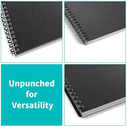 Binditek 100 Pack 12 Mil Sand-Textured Polycover - Plastic Binding Cover for Letter Size - Lightly Sanded Finish - Business Reports and Proposals - Square Corners, Un-Punched, Black