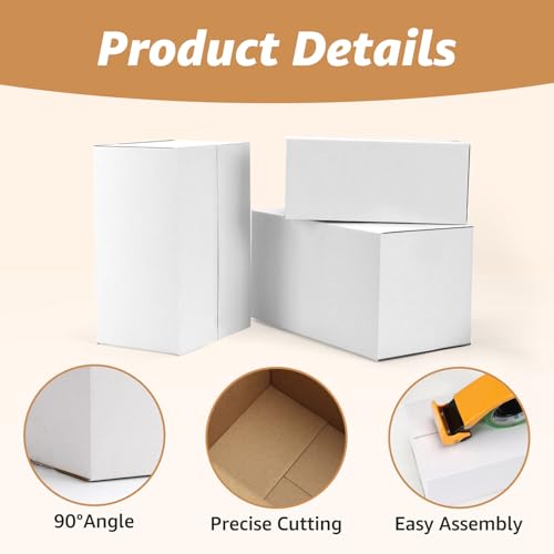 EXYGLO 30 Pack Assorted White Shipping Boxes 9x6x4, 10x7x5, 11x6x6 Inch