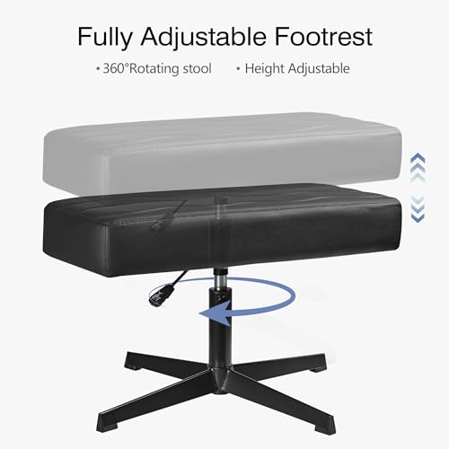 VECELO Under Desk Footrest Black – PU Ergonomic Foot Rest with Height Adjustable Support