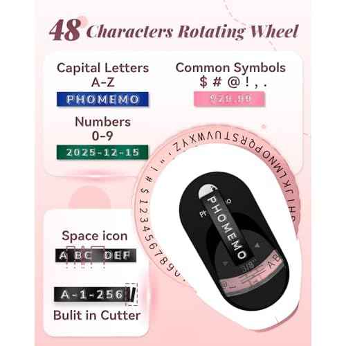 Phomemo Embossing Label Maker Machine, Retro Embossed Label Maker, Old School Embosser Labeler with 6 Rolls 3D Embossing Label Waterproof for Kid DIY Home School and Scrapbook Supplies Office, Pink