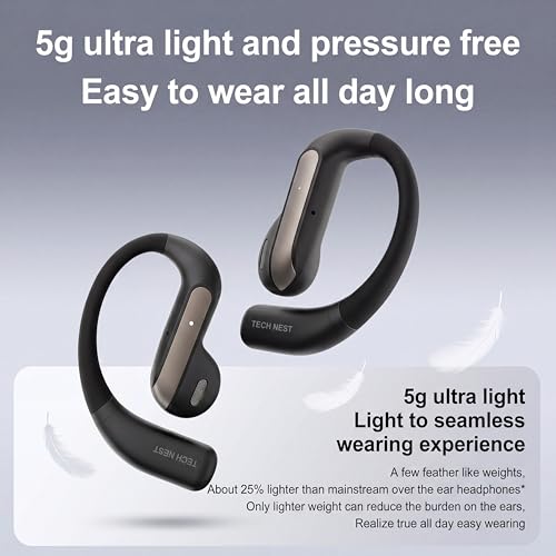 TECH NEST Black AI Translation Earbuds with 159 Languages, Real-Time Translator for iPhone & Android