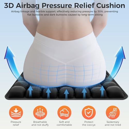 Airplane Seat Cushion with Built-in Pump - SGJHUI Black Square Travel Pad