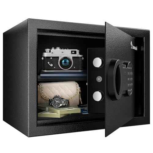 Bonsaii Safe, 0.6 Cubic Safe Box with Electronic Keypad, Removable Shelf, for Valuables Jewelry and Documents in Home, Hotel, or Business, 9.84" x 13.78" x 9.84" Inches, SF002