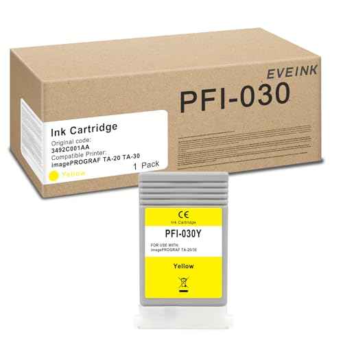 PFI-030 Pigment Ink Cartridge(55ml) Replacement for PFI-030Y PFI030 Yellow Ink Tank Compatible with imagePROGRAF TA-20 TA-30 Printer(1-Pack,Yellow)