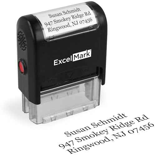 ExcelMark Custom Stamp ? Clear & Crisp Impressions ? Personalized Self-Inking Rubber Stamp ? Use for Address Stamp and More (Small)