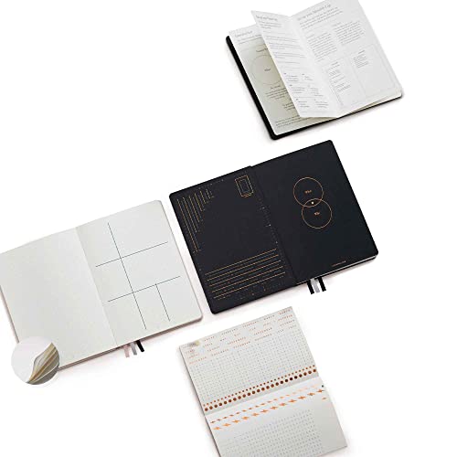 LEUCHTTURM1917 The Official Bullet Journal Edition 2 - Notebook Built for BuJo, Medium A5 204 Pages of 120gsm Paper, with Bujo Pocket Guide (Black)