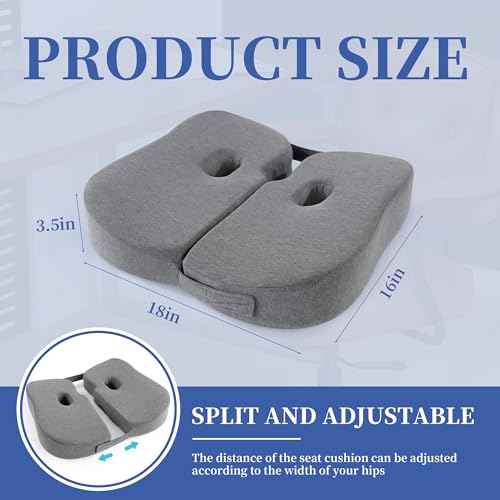 BALAPET Foldable Sit Bone Seat Cushion for Pressure Relief, Memory Foam Comfort Ischial Tuberosity Seat Pillow for Hip, Butt, Hamstrings, and Sciatica Pain Relief, Breathable &Machine Wash Cover