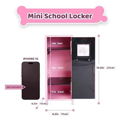 YOBRO Mini Iron Lockers, Girl Talk Locker with Lock,Small Safe Box for Money, Miniature Storage Locker for Desk Bedroom Home Office School, Little Gift for Girls, Metal, Pink