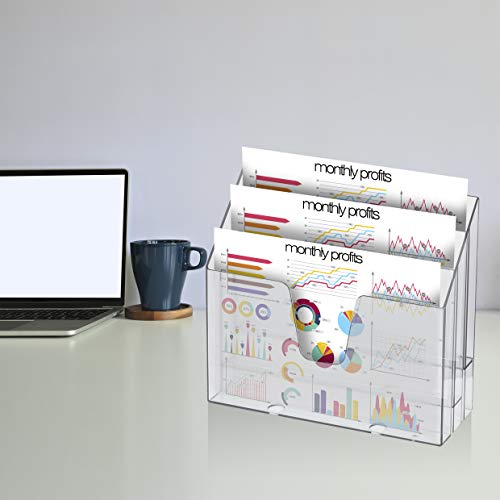 Acrimet Clear Crystal Horizontal Triple File Folder Organizer, Letter Size
