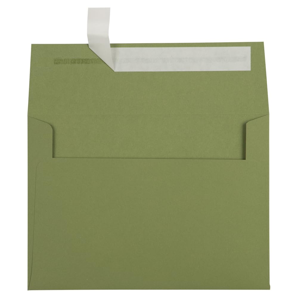 LUXPaper A7 Invitation Envelopes | Peel & Press | 5 1/4" x 7 1/4" | Olive Green | 70lb. Text | 50 Qty
