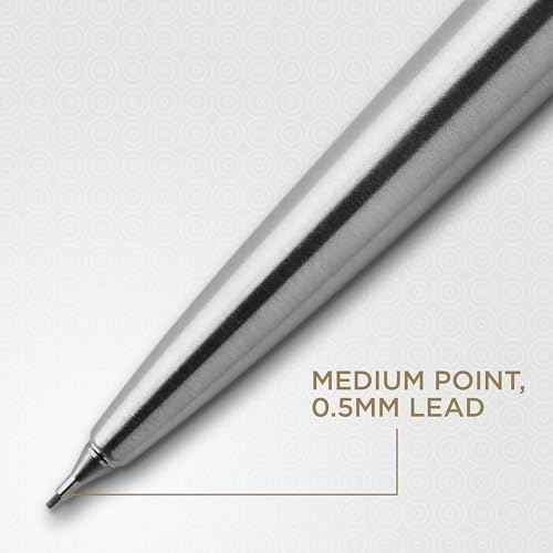 Parker Jotter Duo Gift Set, Ballpoint Pen & Mechanical Pencil (0.5mm), Stainless Steel with Chrome Trim, Quality Blue Ink Refill, Perfect for Professional and Academic Use