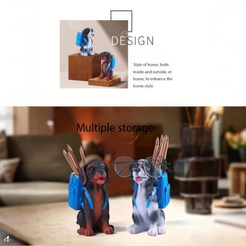 MQMCPDS Cute Dog Pen Holder - Non-toxic Resin Material: A Creative Desktop Organizer Ideal for Home, Office & School Unique Decorative Accessory –Gift for Dog Owners Pet Lovers(white)