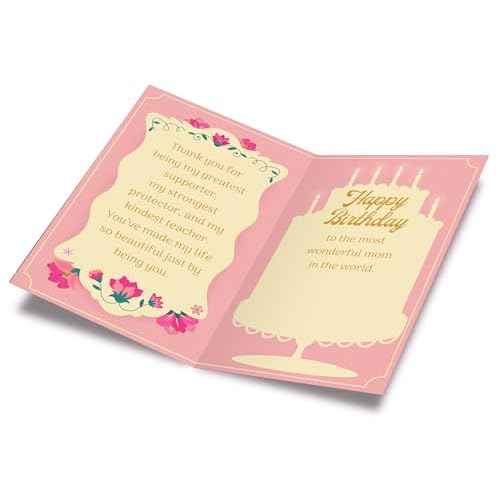 Prime Greetings Birthday Card For Mom (Mother), Made in America, Eco-Friendly, Thick Card Stock with Premium Envelope 5in x 7.75in, Packaged in Protective Mailer