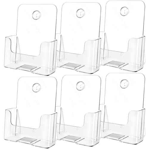 MaxGear Acrylic Brochure Holder 6 x 8 inch, Display Stand Plastic Clear Flyer Holders for 5.5 x 8.5 inch, 5 x 7 inch Menu, Literature, Trifold Pamphlet, Magazine, Countertop or Wall Mount, 6 Pack