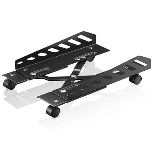 AGPTEK CPU Stand, Computer Tower Stand Adjustable Length(15.7"-20")and Adjustable Width (6.3"-11.8") with 2 Locking Wheels and 2 Caster Wheels, UPC Steel Rolling Stand Computer Stand for Desktop Tower