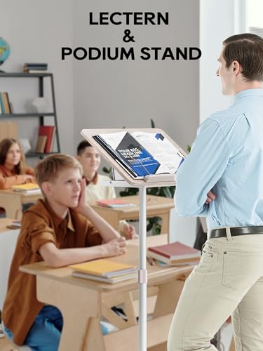Haweah Lectern Podium Stand White-2 Height Adjustable Floor & Desktop Book Holder