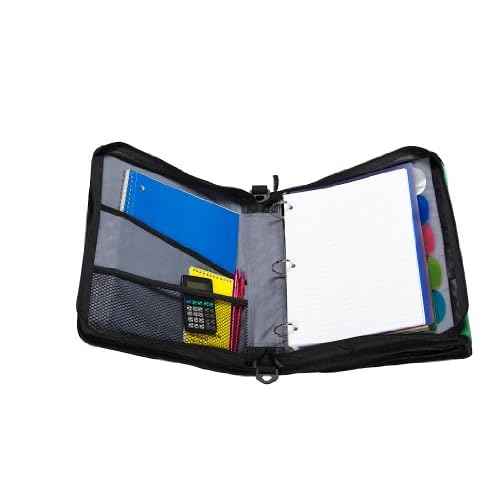 Case-it The Z Shape Zipper Binder - Two Binders in One - Double Sided 1.5 Inch D-Ring - Multiple Pockets - 500 Page Capacity - Comes with Shoulder Strap, Blue Z-176
