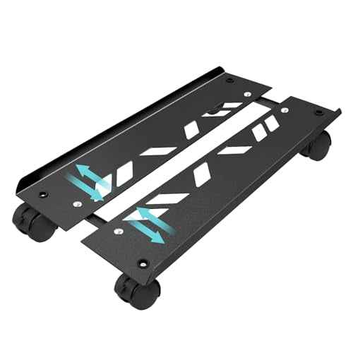 Adjustable Large Computer Tower Stand 7.9 to 10.2 inch Wide, Mobile PC Stand for Most Desktop Towers, Steel CPU Stand with Locking Caster Wheels, Gaming PC Holder,PC Cart
