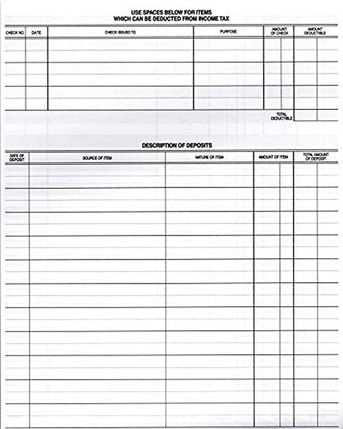 Pack of 5 Premium Check Registers for Deskbook Checks, Secretary Desk Register, Size: 6 3/8 x 8 1/4
