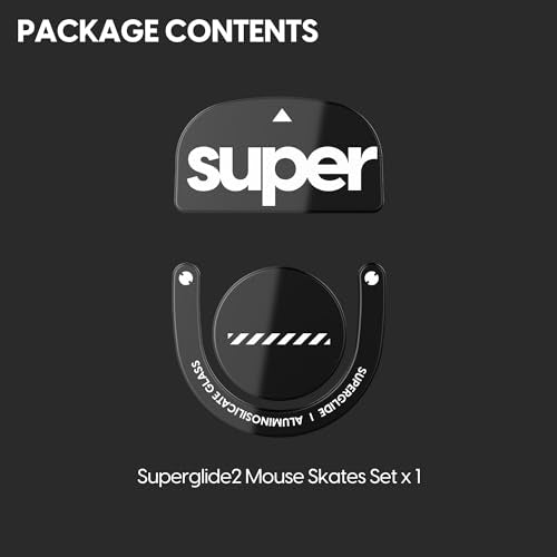 Superglide Glass Mouse Skates for Logitech G Pro X Superlight 2 (Type-C, Black) - Polished Smooth Glide, Durable Gaming Mouse Feet