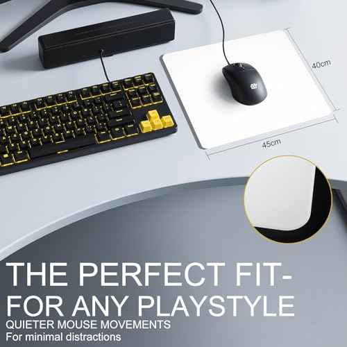 Tempered Glass Gaming Mouse Pad, Ultra-Smooth Micro-Etched Surface - Professional Esport Mouse Mat with Non-Slip Silicone Base - Dirt and Scratch Resistant 450x400mm (White)