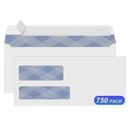 750#8 Self Seal Business Envelopes, PANDRI No.8 Double Window Design for Business and Quickbooks Check(invoice not fit), Documents Secure Mailing - Number 8 Size 3 5/8 X 8 11/16-24LB