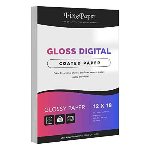 Gloss Digital Paper ? Perfect for Color Laser Printing, Design Proposals, Flyers, Brochures | 12 x 18 | Glossy 100lb Text (40lb Bond) Paper | 94 Bright | Acid Free, Coated Finish | 100 Sheets per Pack