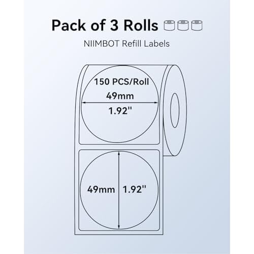 3 Rolls Round Clear Labels for NIIMBOT B1 B21 B3S K3 Label Maker, 2'' x 2'' (50x50mm) Printer Labels, Food Labels for Jars, Personalized Editable Labels for Home/School/Office