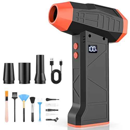 Electric Compressed Air Duster, 110000RPM Cordless Portable Air Blower Mini Powerful Jet Dry Blower 4 Adjustable Speeds Levels Rechargeable for Keyboard, PC, Car
