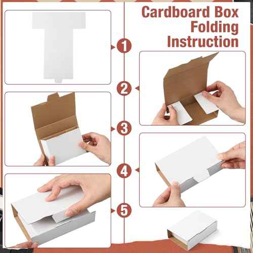 Marspark 50 Pcs Cassette Mailers Cardboard Cassette Boxes with Sealing Bubble Protective Bags, Single Easy-fold Mailers Set, Suitable for Transportation, Storage and Collection(White)