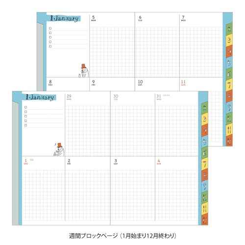 Midori Pocket Diary 2026 A6 Weekly Limited Edition Bookmark with Ojisan Pattern 22371006 (Starts from January 2026)