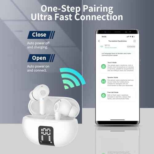 Translation Earbuds Real Time Voice Translator Earbuds Supports 144 Languages Two-Way Online Translator in Ear Earbuds with APP Fit iOS and Android Ideal for Travel and Business