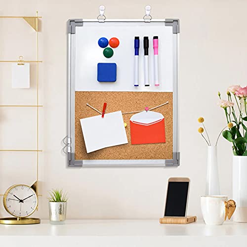 16x12 Inch Magnetic Whiteboard & Corkboard Combo for Office & Home