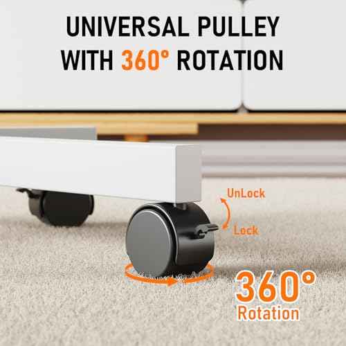 Mobile TV Cart Rolling TV Stand for 23-60 Inch LCD LED OLED Flat Curved Screens up to 88 lbs, Height Adjustable Portable TV Cart with Shelf & Wheels, Outdoor TV Stand Mount, Max VESA 400x400mm, White