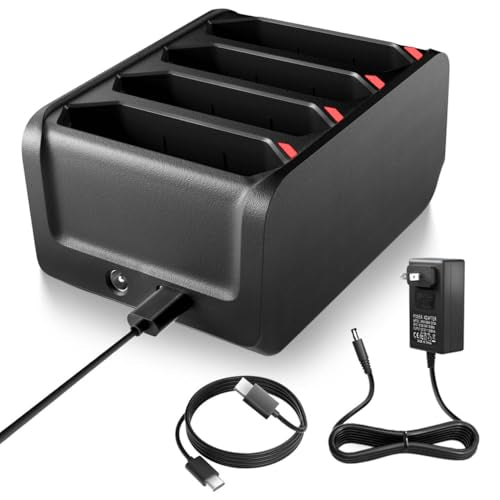 4 Slot Charging Cradle kit for Zebra TC77 TC70 TC75 Battery SAC-TC7X-4BTYC1 Barcode Scanners BT-000318 TC72 TC70X TC75X Battery Charger Station with Type-C Cable and Power Adapter (1)