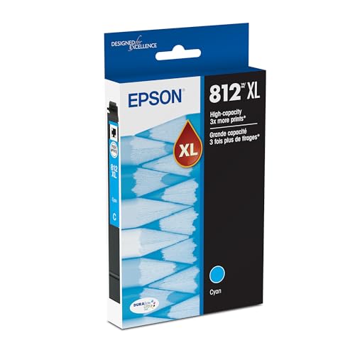 EPSON 812 DURABrite Ultra Ink High Capacity Cyan Cartridge (T812XL220-S) Works with WorkForce Pro WF-7310, WF-7820, WF-7840, WorkForce EC-C7000