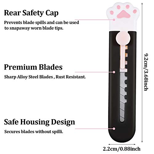 Retractable Utility Knife Set - 6 Cute Cat Paw Box Cutters for DIY & Packaging